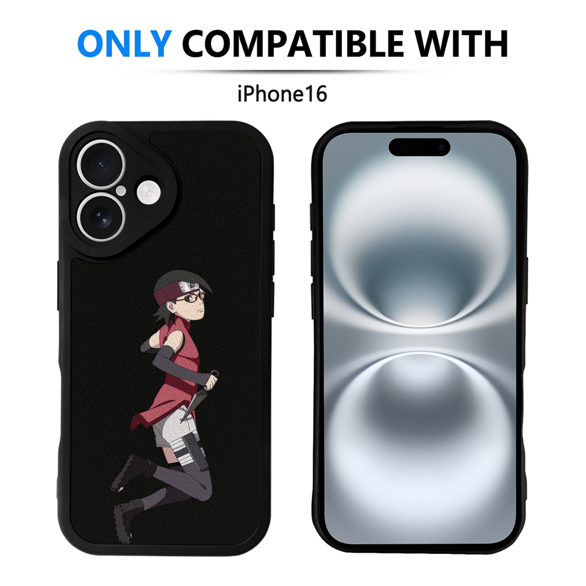 （画像用） NARUTO -ナルト- うちは サラダ Uchiha Sarada 【iPhone 16シリーズ対応】シリコンスマホケース（レザー調） 材質：シリコン